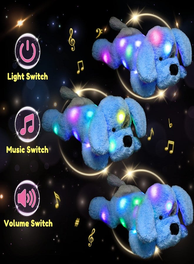 Hopearl LED Musical Stuffed Puppy Lighting Up Singing Plush Dog Adjustable Volume Lullaby Animated Soothe Birthday Festival for Kids Toddler Girls, Blue, 17'' - Image 4